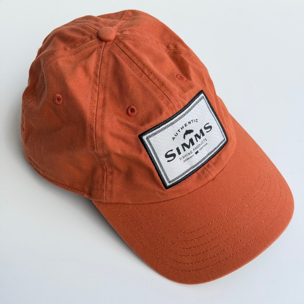 Simms Single Haul Cap Burnt Orange Snapback Hat Logo Patch Unstructured Fishing